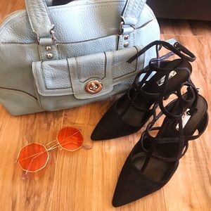 Guess black suede caged heel